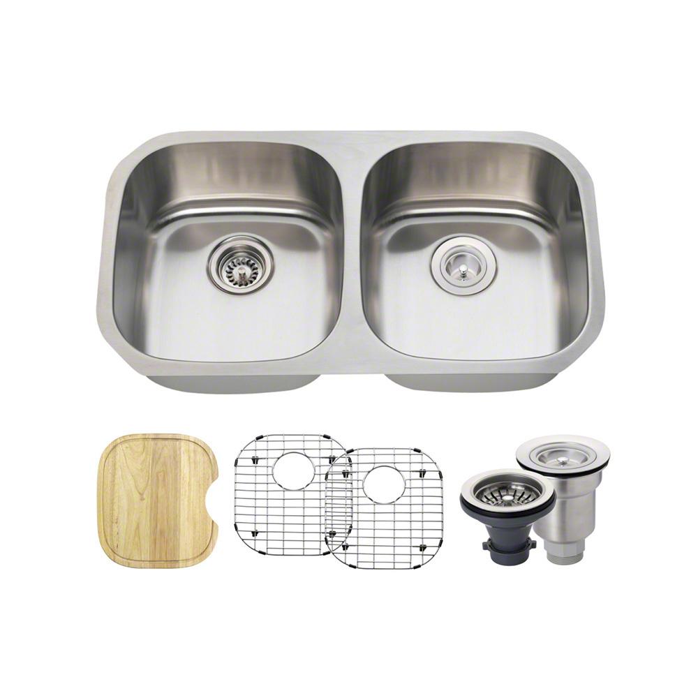 MR Direct AllinOne Undermount Stainless Steel 33 in. Double Basin Kitchen Sink50216ENS