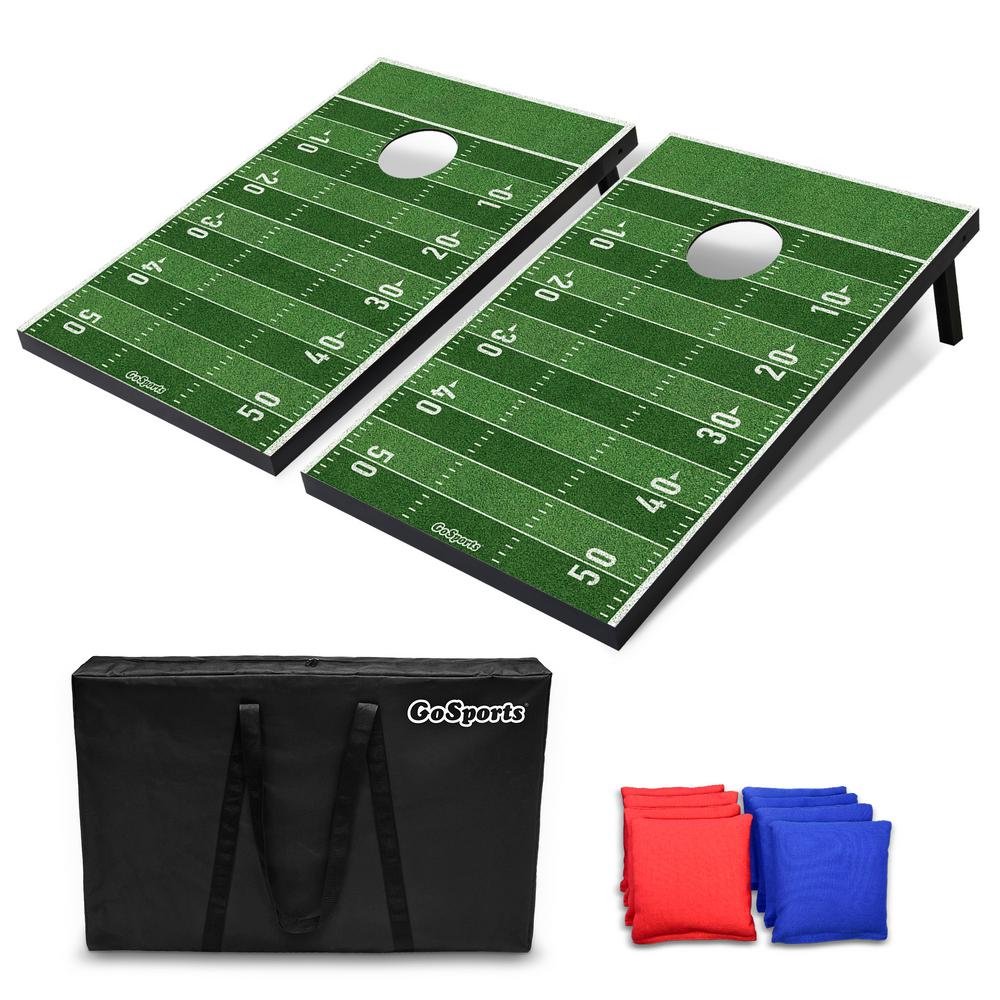 GOSPORTS Tailgate Football Cornhole Set Customize with Your Team's