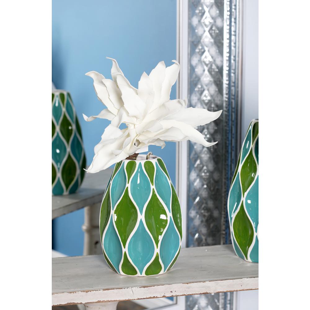 Litton Lane 14 in. Ceramic Cactus Decorative Vase in Green62195 The