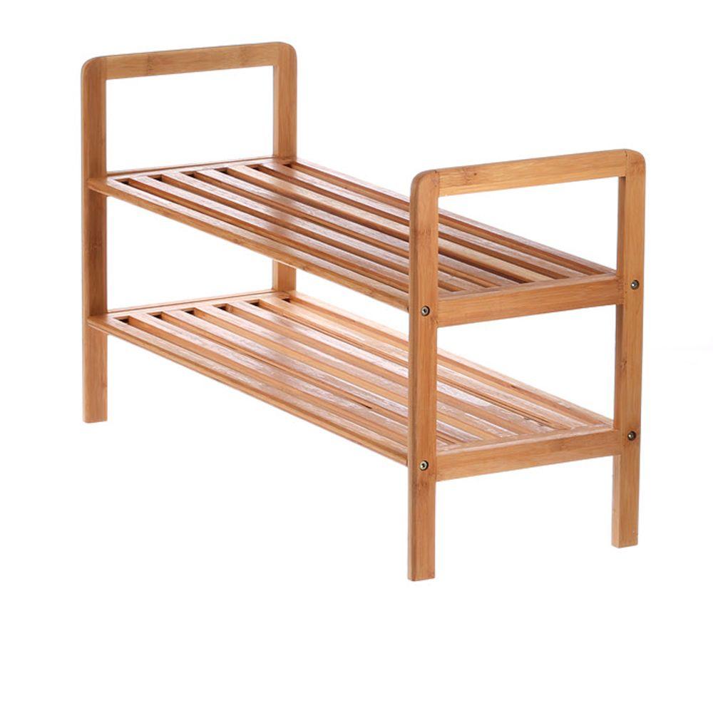 Honey Can Do 2 Shelf Bamboo Shoe Rack Sho 01600 The Home Depot