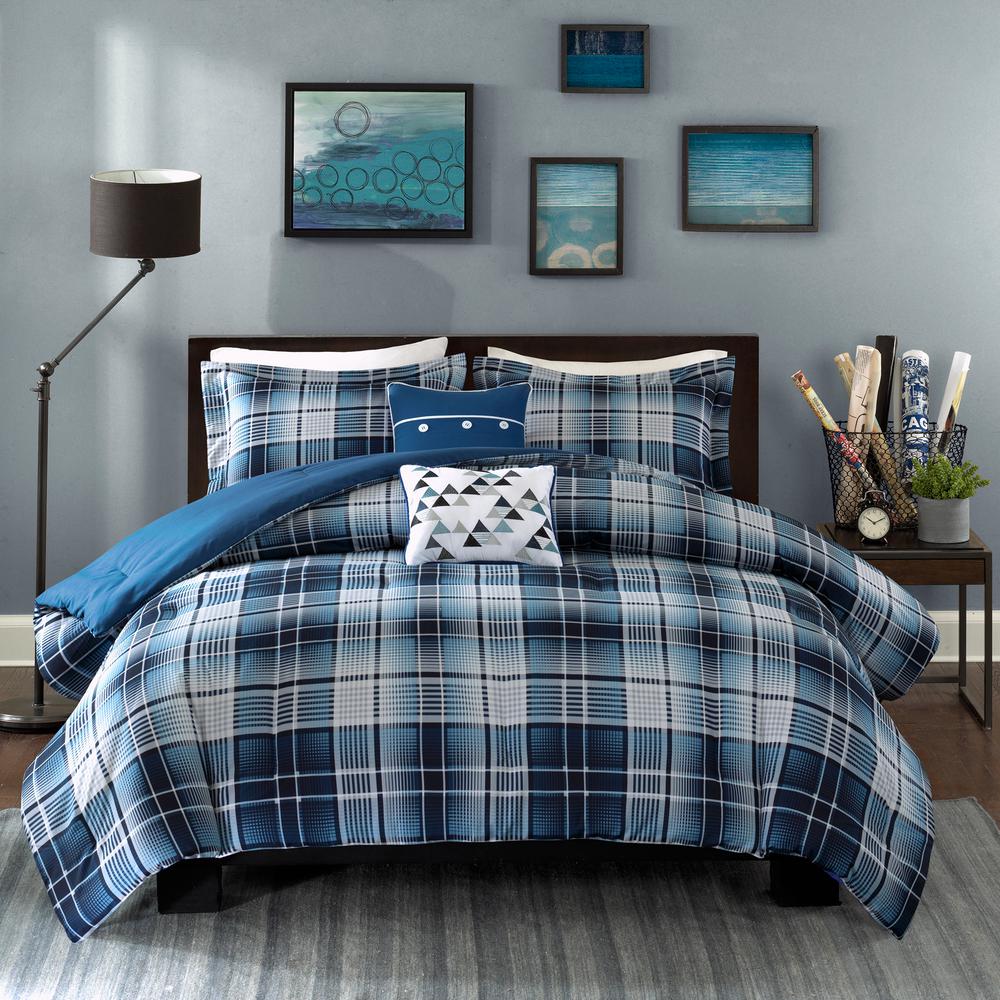 Intelligent Design Dexter 5 Piece Blue Full Queen Comforter Set