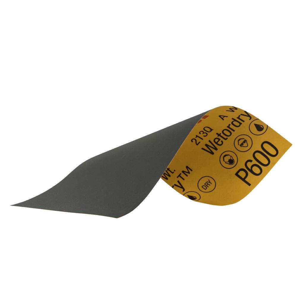 3M Wet or Dry 3-2/3 inch x 9 inch 600 Grit Sandpaper (5-Pack) (Case of 18) by 3M