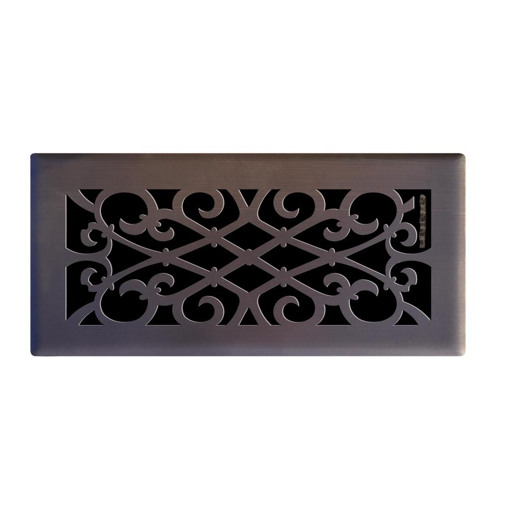 Hampton Bay 4 In X 10 Elegant Scroll Floor Register Oil Elegant Scroll Floor Register In Oil Rubbed