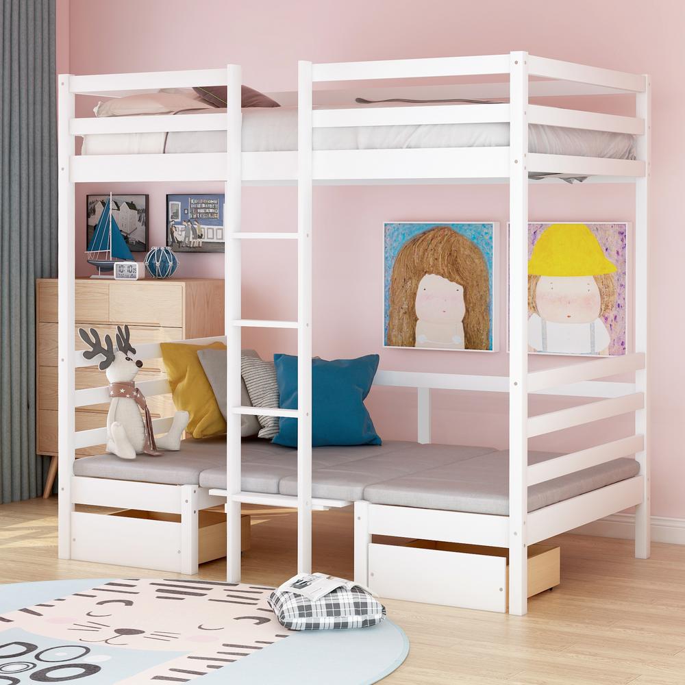 Harper Bright Designs White Multifunctional Bunk Bed With Desk