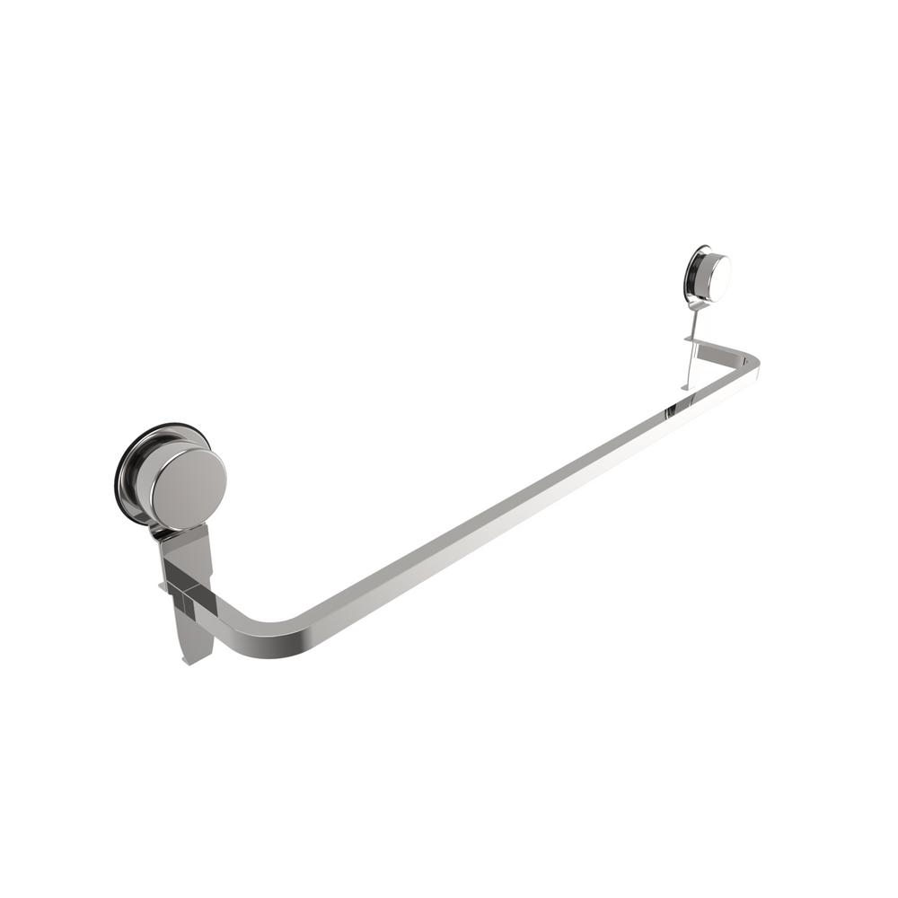 Chrome No Drilling Required Bath Accessories The Home Depot Suction Cup Design Towel Bar In Stainless Steel