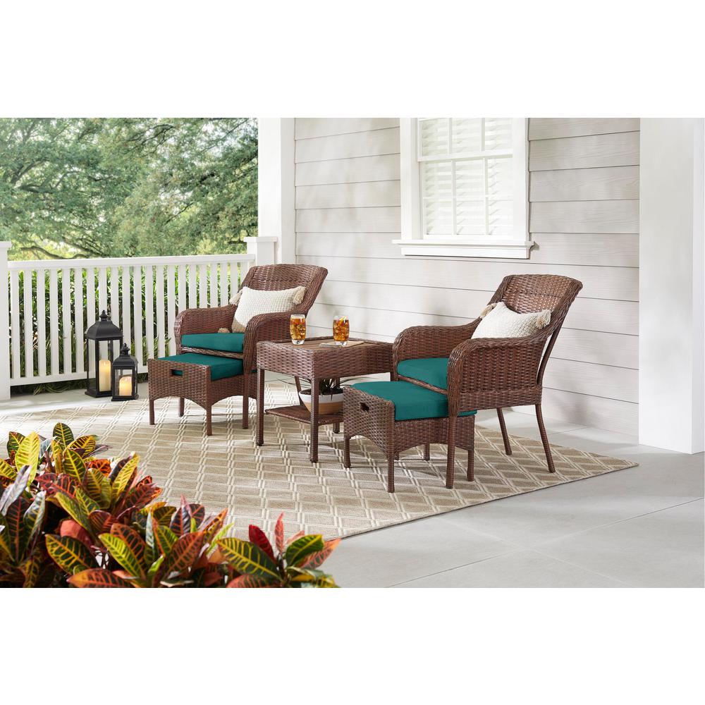 Hampton Bay Cambridge 5-Piece Brown Wicker Outdoor Patio Conversation