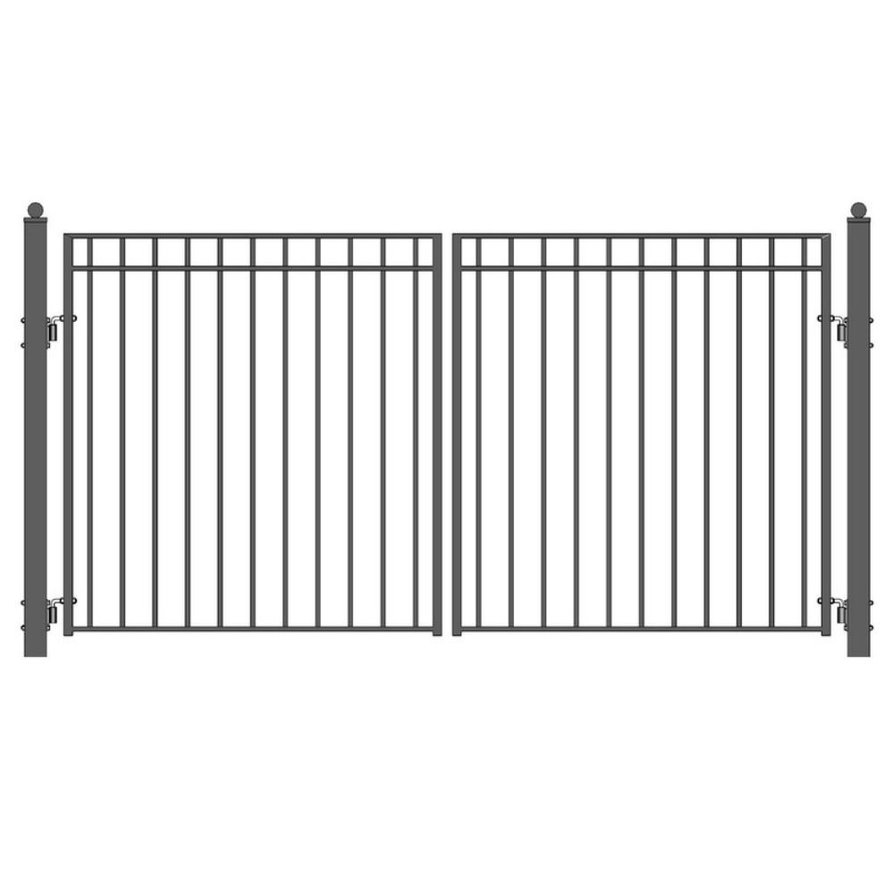 ALEKO Madrid 14 ft. x 6 ft. Black Steel Dual Driveway Fence Gate