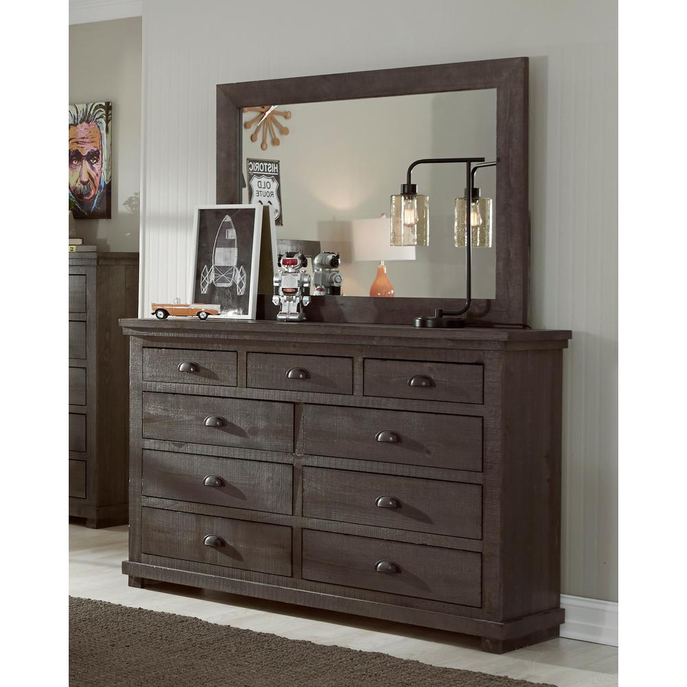 Progressive Furniture Willow 9 Drawer Distressed Dark Gray Dresser