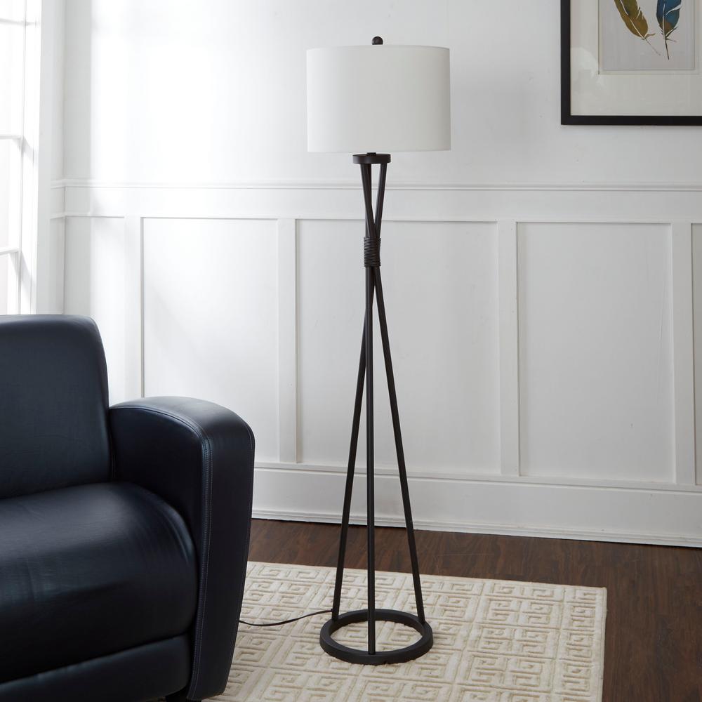 Silverwood Furniture Reimagined Avri Twisted Metal 61 75 Black Floor Lamp With Shade