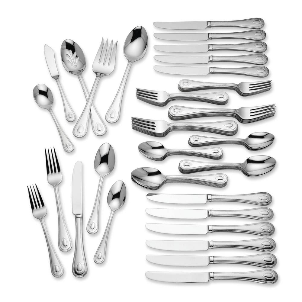 Lenox 65 Piece French Perle Flatware Set Service for 12 Silver reviews, bes...