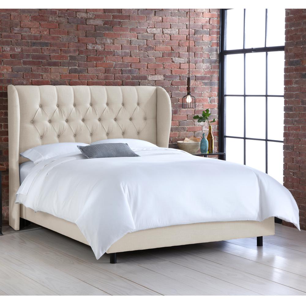 Linen Charcoal King Nail On Tufted Wingback Bed 123nbbdsvlnnslt Linen Talc Full Tufted Wingback Bed