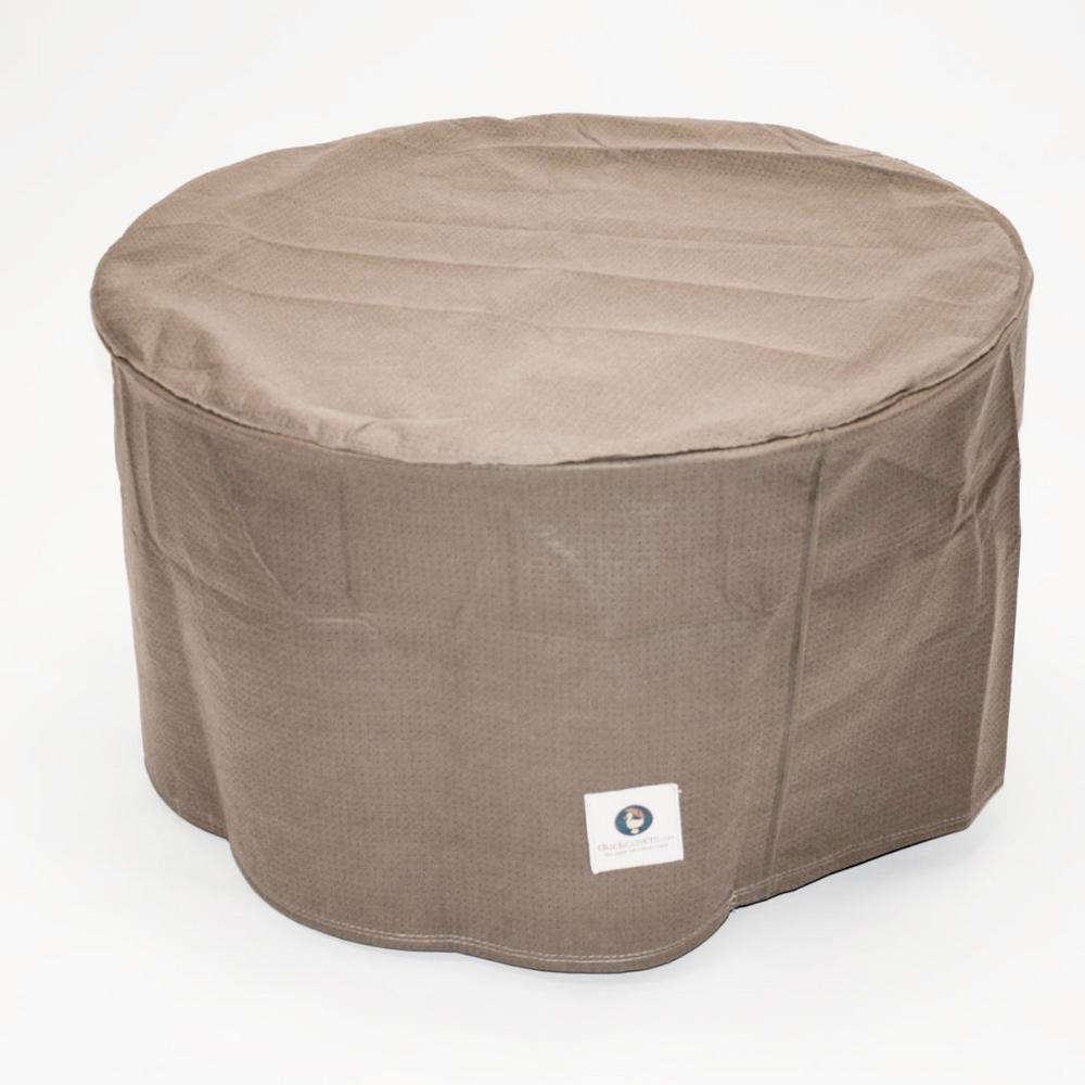 Duck Covers Elite 31 In Tan Round Patio Ottoman Or Side Table Cover Tan Round Patio Ottoman Or Side Table Cover