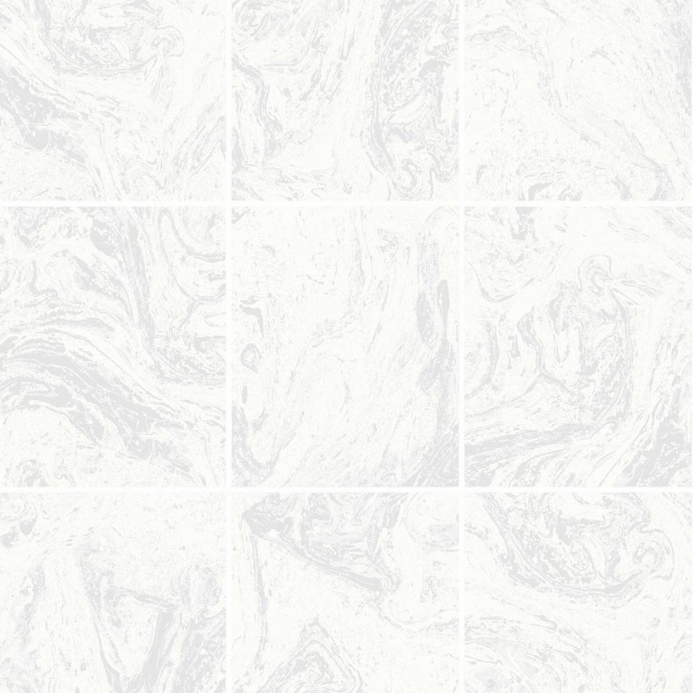 Graham & Brown Strata Glitter Marble Tile White Removable Wallpaper