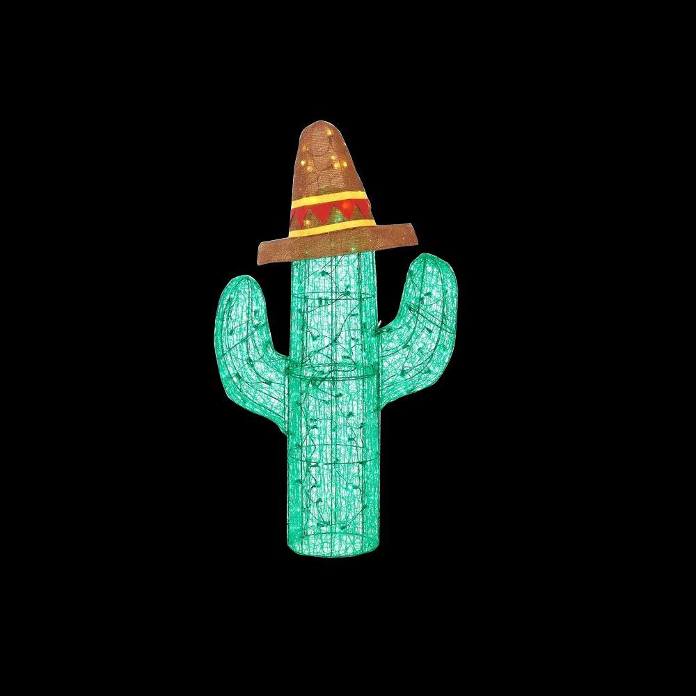 Home Accents Holiday 50 in. LED Lighted Green Acrylic Cactus-TY036 ...