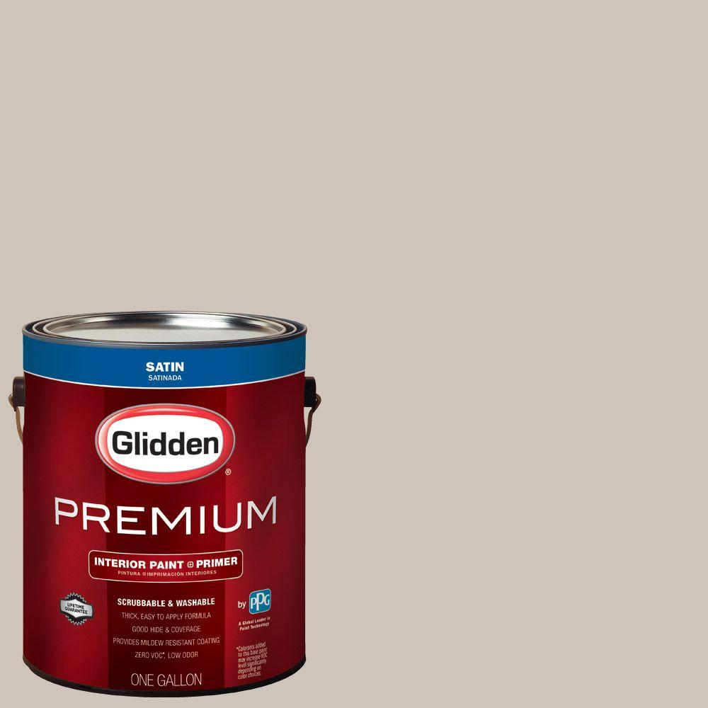 Glidden Premium 1 Gal Hdgwn36 Fossil Grey Satin Interior Paint Hdgwn36 Fossil Grey Satin Interior Paint With Primer