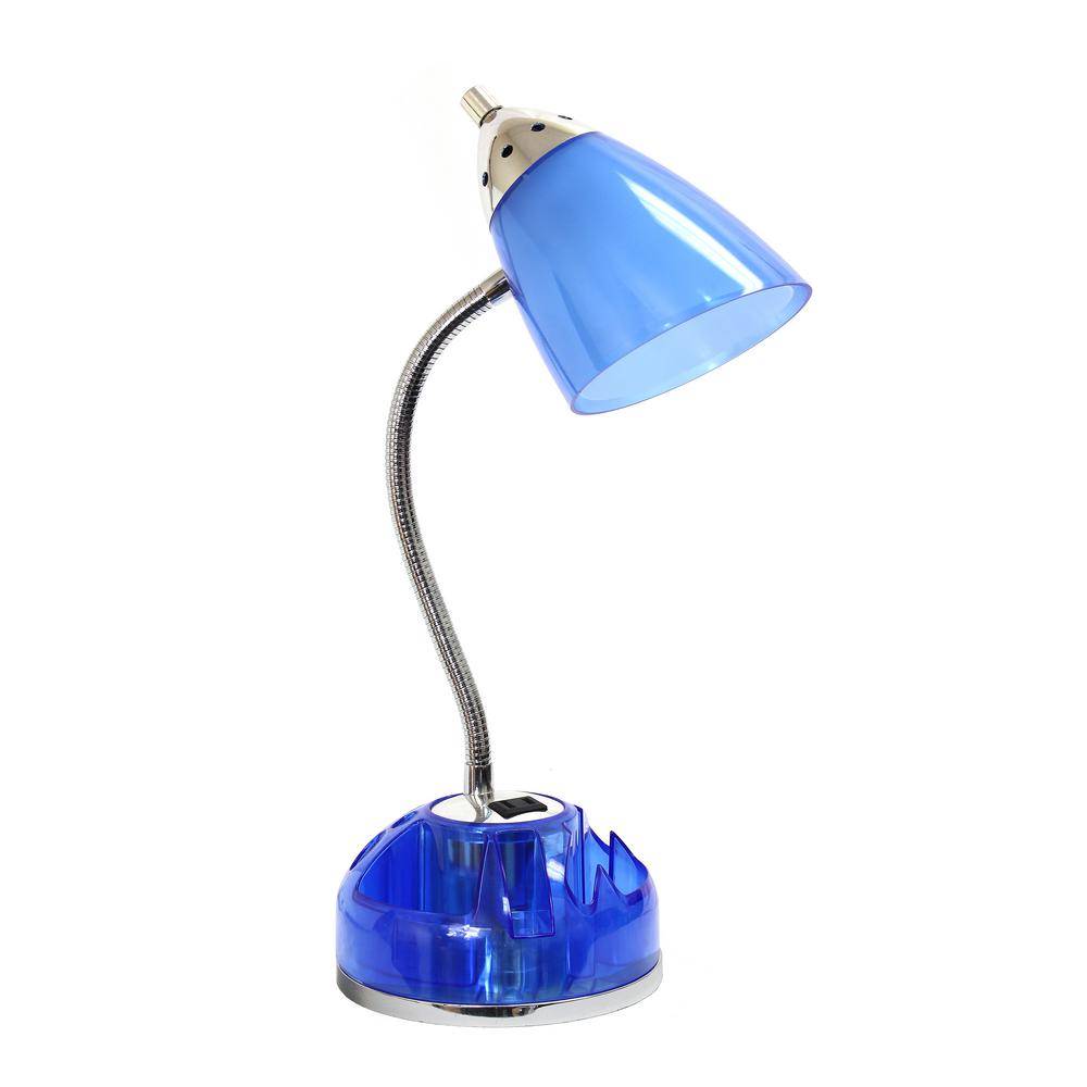 Limelights 20 In Blue Organizer Desk Lamp With Charging Outlet