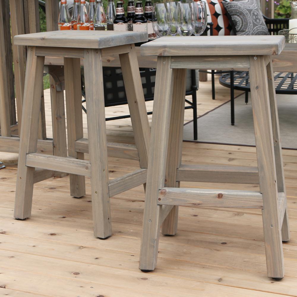 Yardistry Madison 29 In Saddle Wood Outdoor Bar Stool 2 Pack Yp11790 The Home Depot