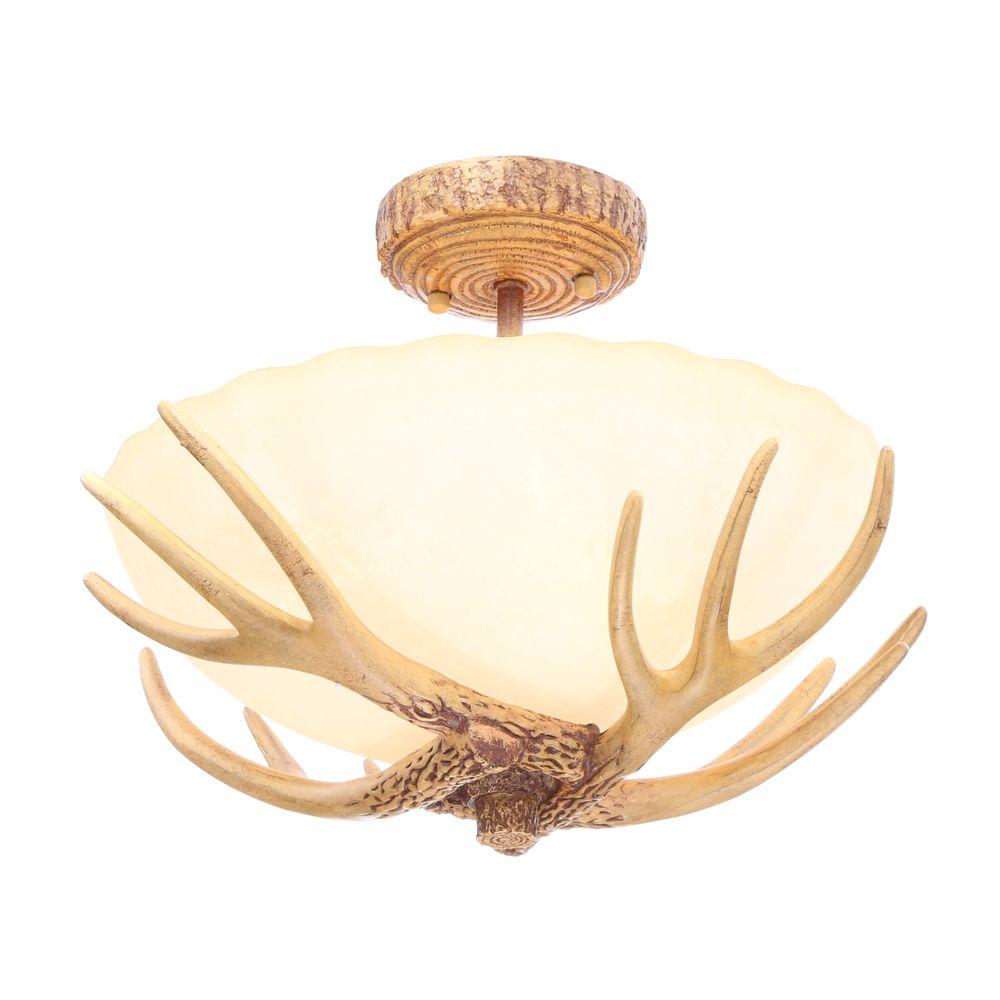 Antler 16 5 In 3 Light Semi Flush Mount With Sunset Glass Shade