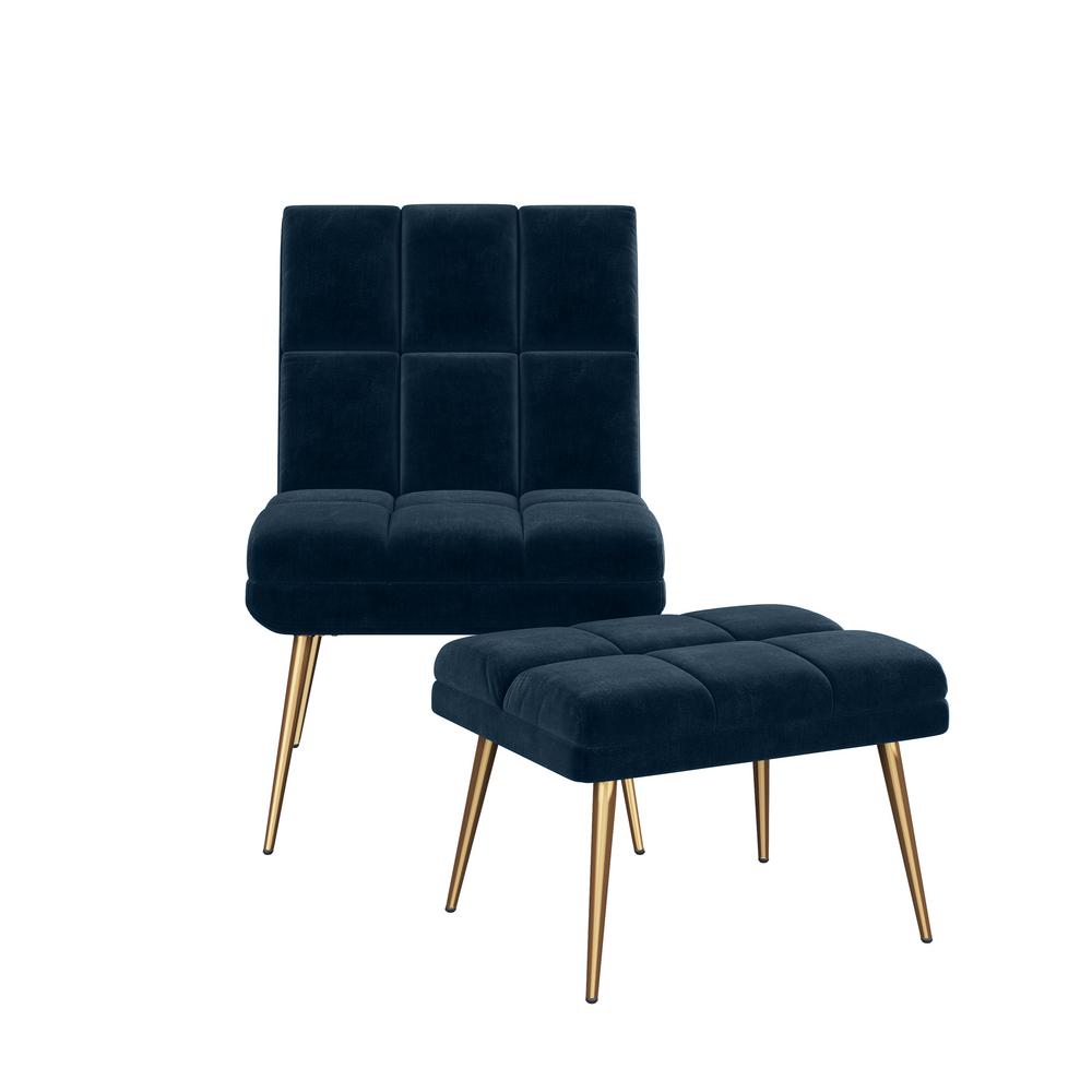 navy blue chair and ottoman