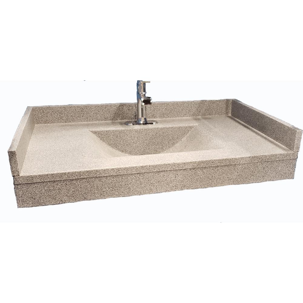 Aquatic Freedomline 37 in. W x 22 in. D Solid Surface Pocket Vanity Top