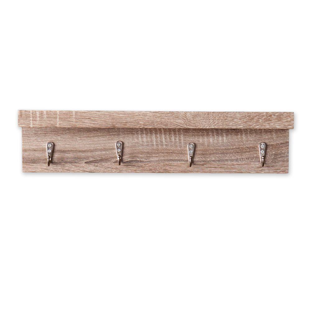 Southern Enterprises Clytie Dark Oak Wall Mounted Coat Rack With 4