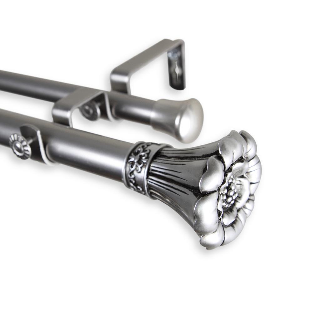 Rod Desyne Blossom 28 In 48 Adjule 1 Dia Double Blossom 28 In 48 Adjule 1 Dia Double Curtain Rod Satin Nickel