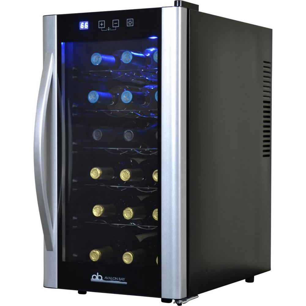 Avalon Bay Single Zone 13.6 in. 18-Bottle Freestanding Wine Cooler, Black