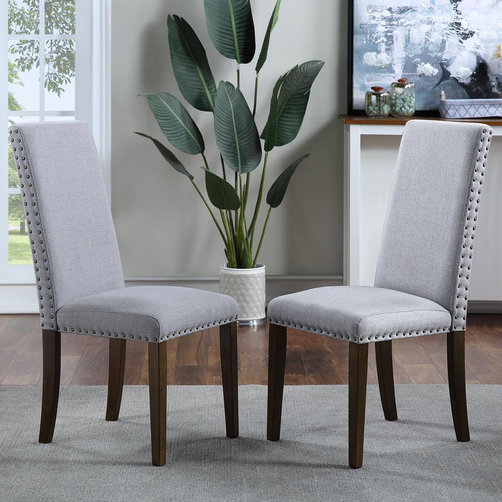 Harper Bright Designs Light Grey Upholstered Dining Chairs Set Of 2 Wf189457eaa The Home Depot