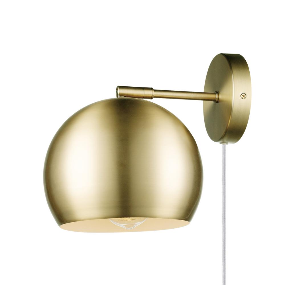 Novogratz X Globe Electric 1 Light Plug In Or Hardwire Matte Brass Wall Sconce With White Fabric Cord And Inline On Off Rocker Switch 51577 The Home Depot - Wall Sconce With Plug Novogratz X Globe Electric 1 Light Plug In Or Hardwire Matte Brass Wall Sconce With White Fabric Cord And Inline On Off Rocker Switch 51577 The Home Depot - Wall Sconce With Plug