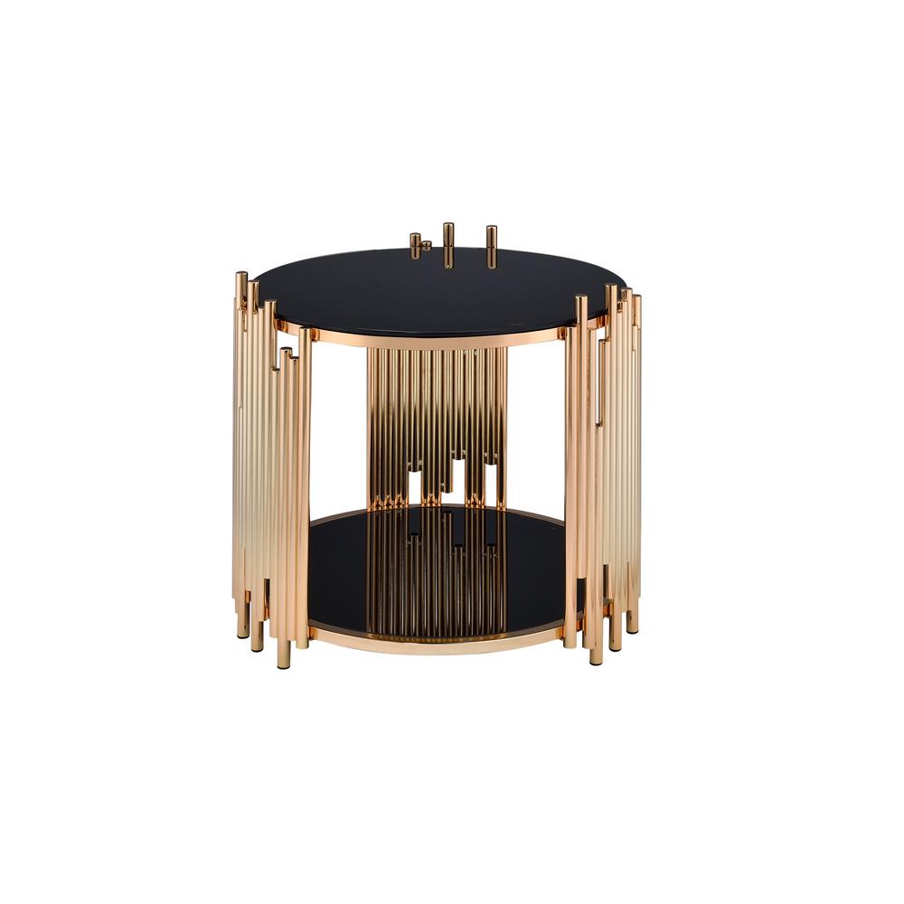 Acme Furniture Tanquin Black Glass And Gold End Table 84492 The Acme Furniture Tanquin Black Glass And Gold End Table