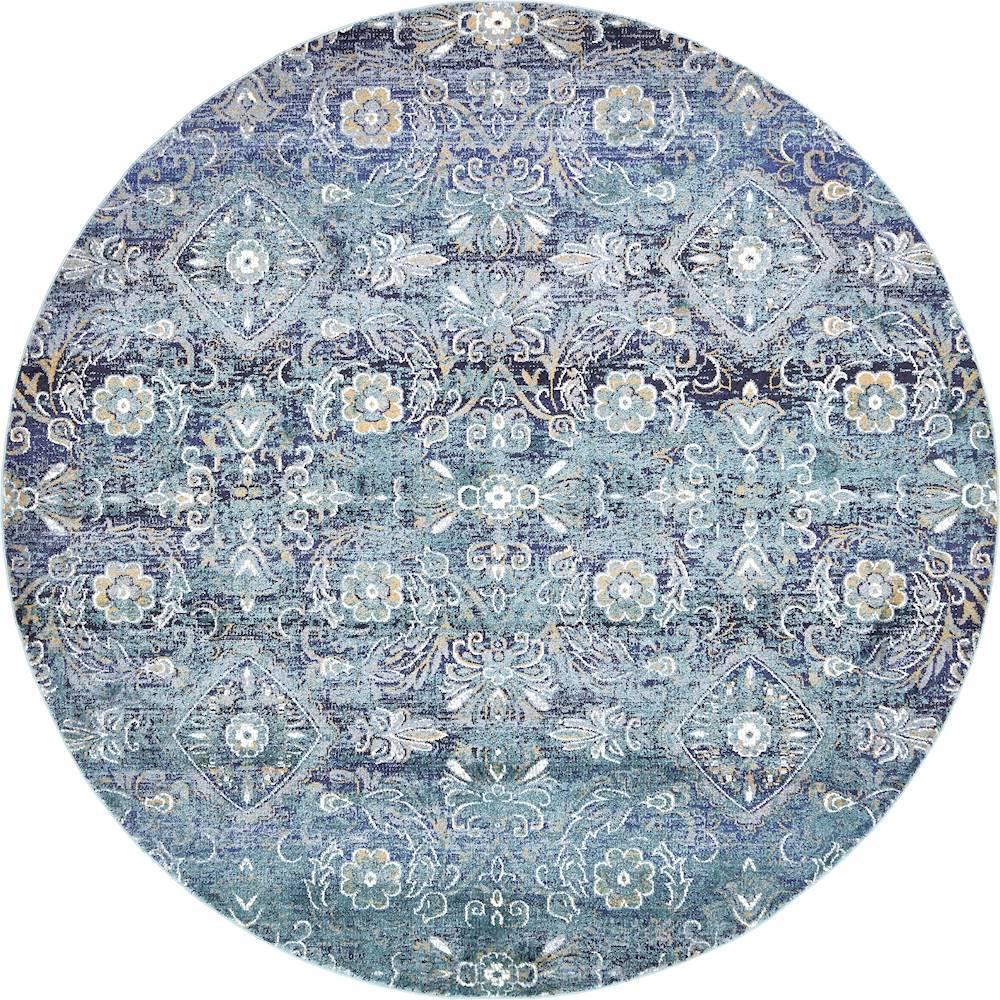 Unique Loom Lexington Teal 8 ft. x 8 ft. Round Area Rug3136114 The