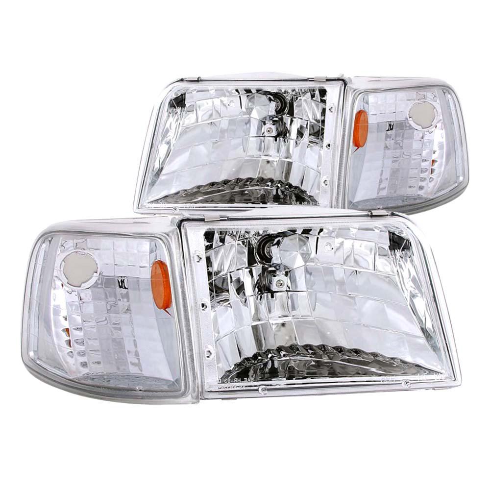 Anzo 1993 1997 Ford Ranger Crystal Headlights Chrome W Corner Lights 2pc
