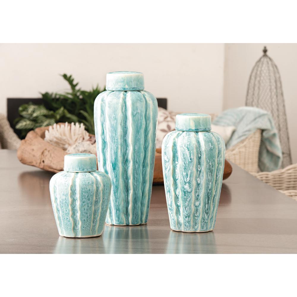 UPC 769072552038 product image for Ripples 16 in., 12 in. and 8 in. Ceramic in Seaspray Finish Decorative Jars (Set | upcitemdb.com