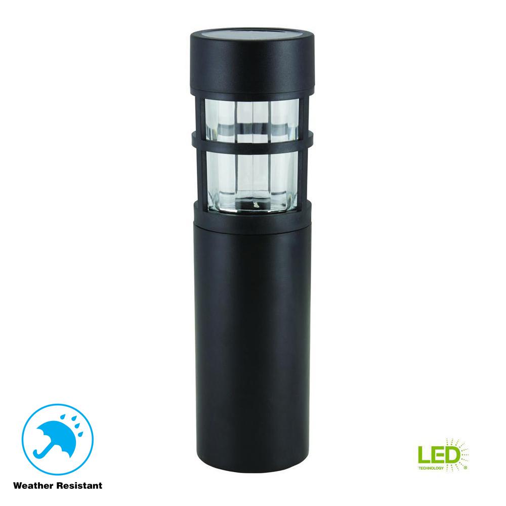 Solar Bollard Lights Walkway Path Landscape Lighting Solar Black Outdoor Integrated Led Bollard Landscape Path Light 6 Pack