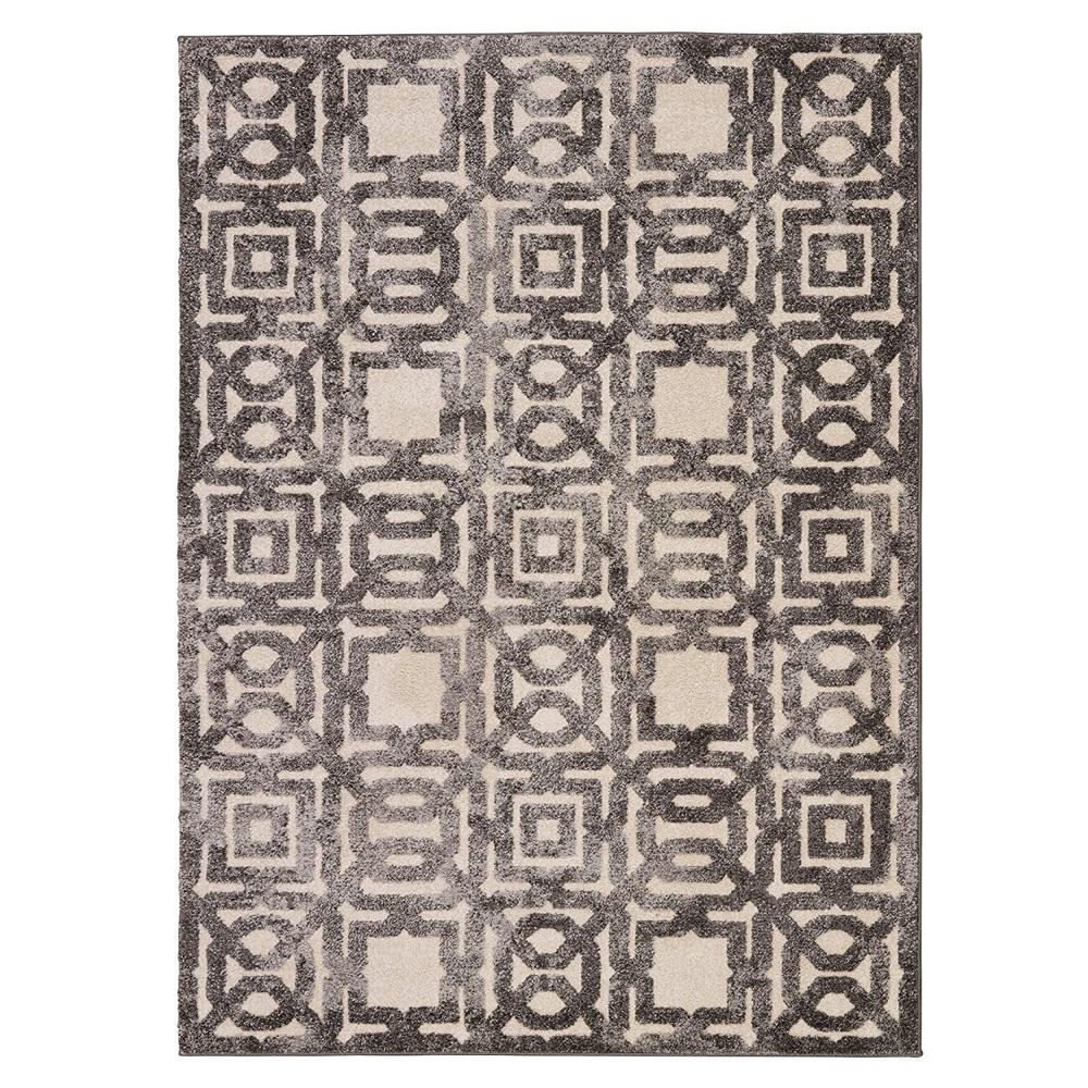 Urban Collection Contemporary Sculpted Effect Geometric Trellis Pattern Grey 5 Ft X 7 Indoor Area Rug