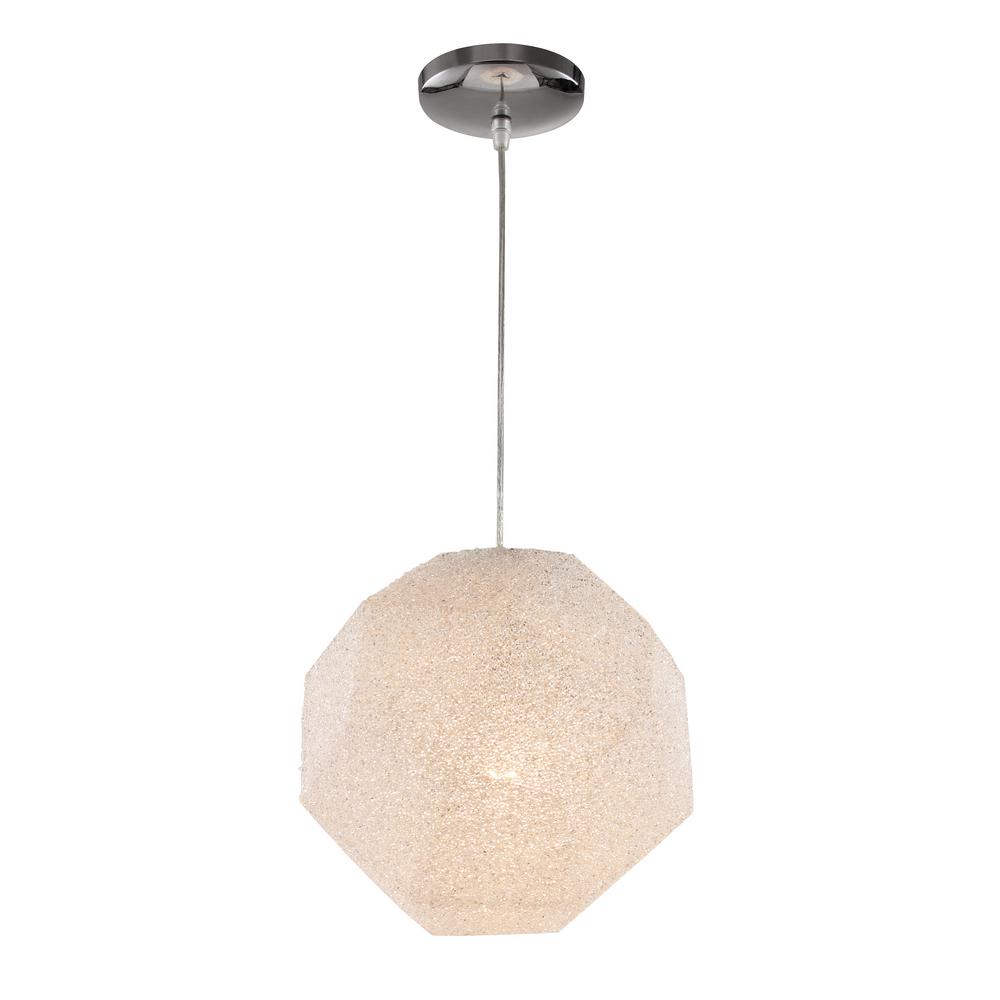 Chrome Beige Bisque Pendant Lights Lighting The Home Depot 1 Light Polished Chrome Interior Pendant With Crushed Acrylic Shade