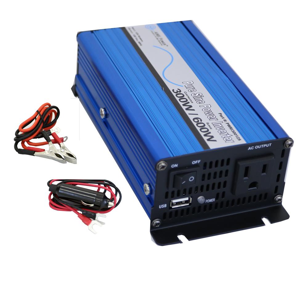 Aims Power 300 Watt Pure Sine Inverter 12 Volt Dc To 120 Volt Ac Pwri30012s The Home Depot
