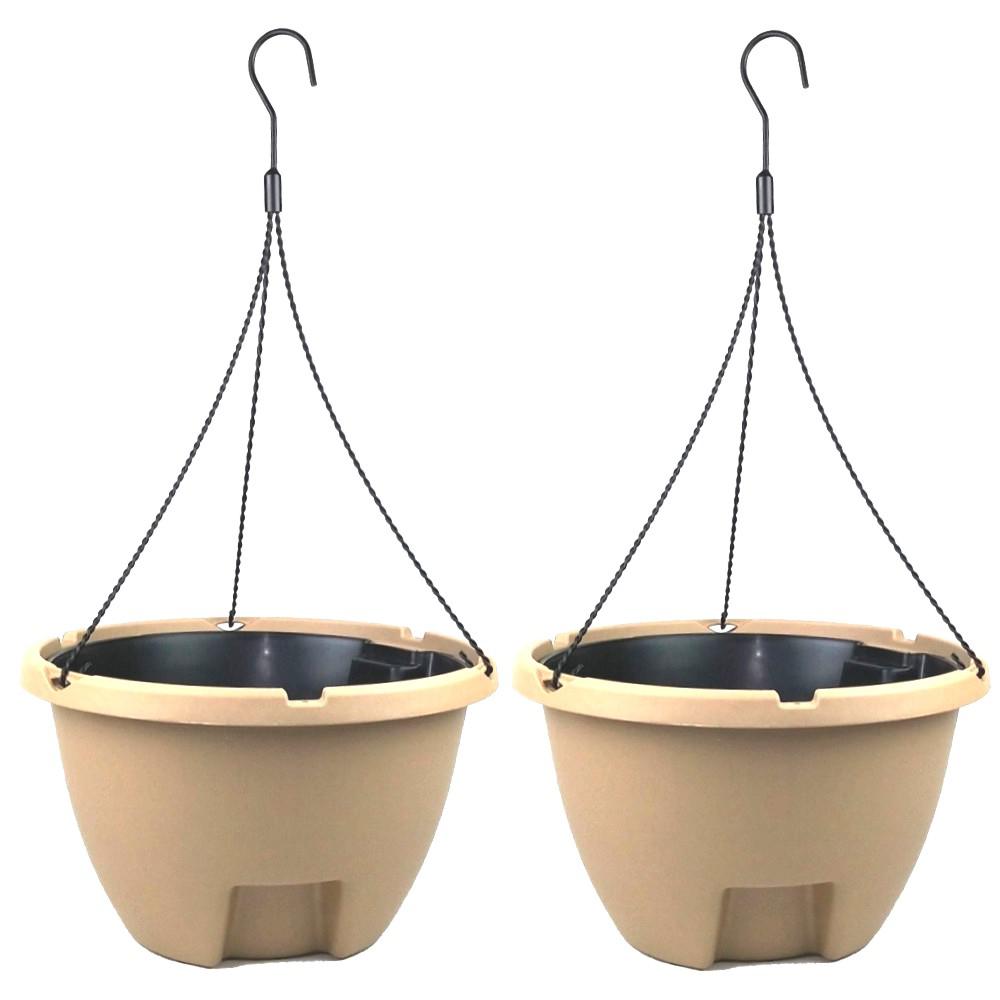 The Weekender 16 in. Sand Polypropylene Hanging SelfWatering Planter