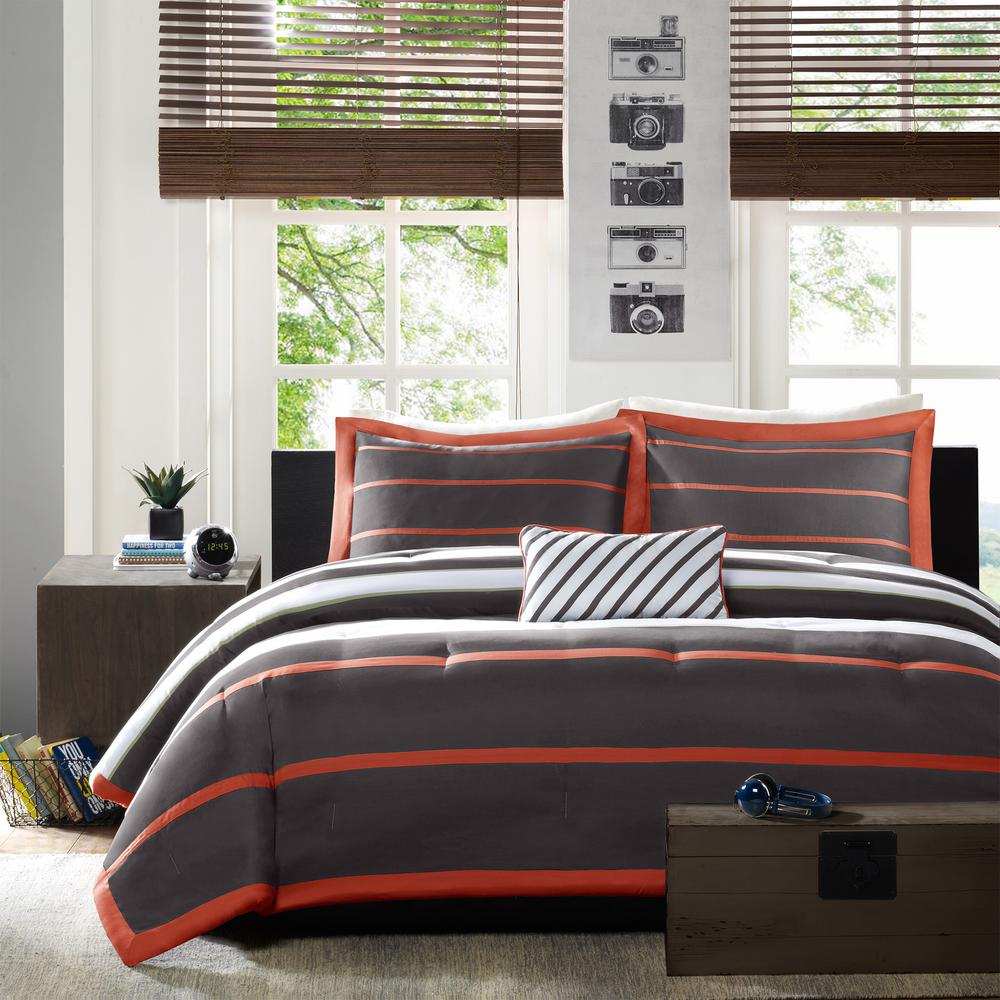 orange gray bedding