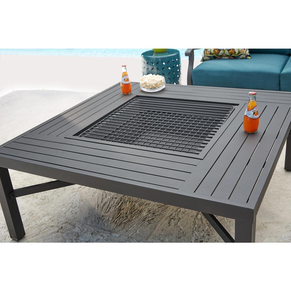 Hampton Bay 43 50 In Aluminum Fire Pit Table In Black Fta79103n The Home Depot
