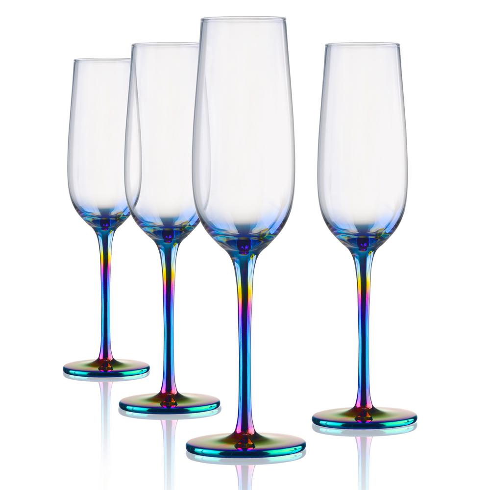 4 champagne glasses