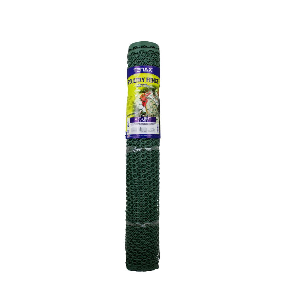 Tenax 3 Ft X 25 Ft Green Poultry Hex Fence