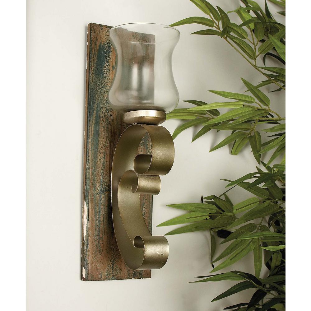 DANYA B Contemporary Metal Brown Wall Candle Sconces with Antique