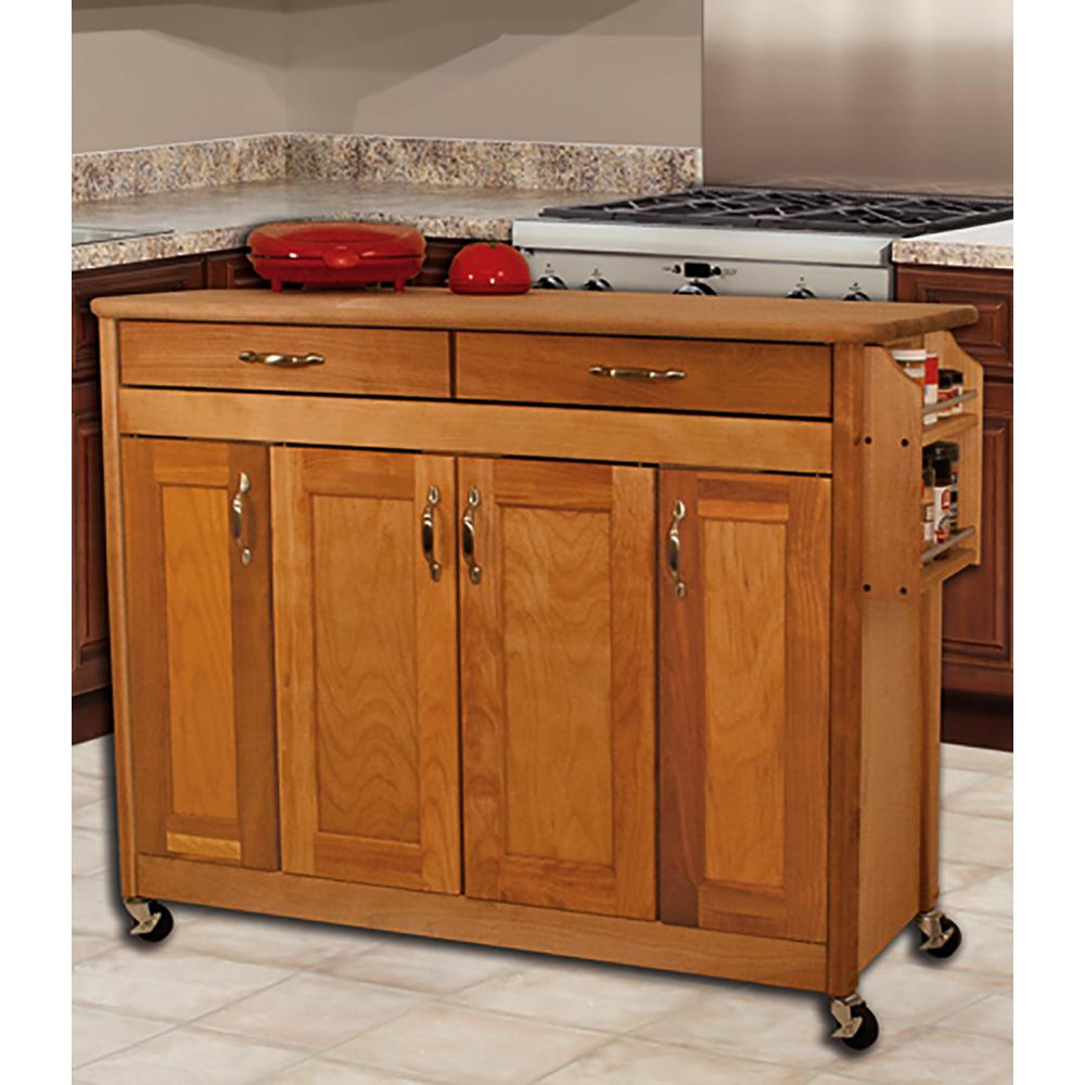 Catskill Craftsmen Natural Kitchen Cart with Butcher Block Top 53220 - The Home Depot