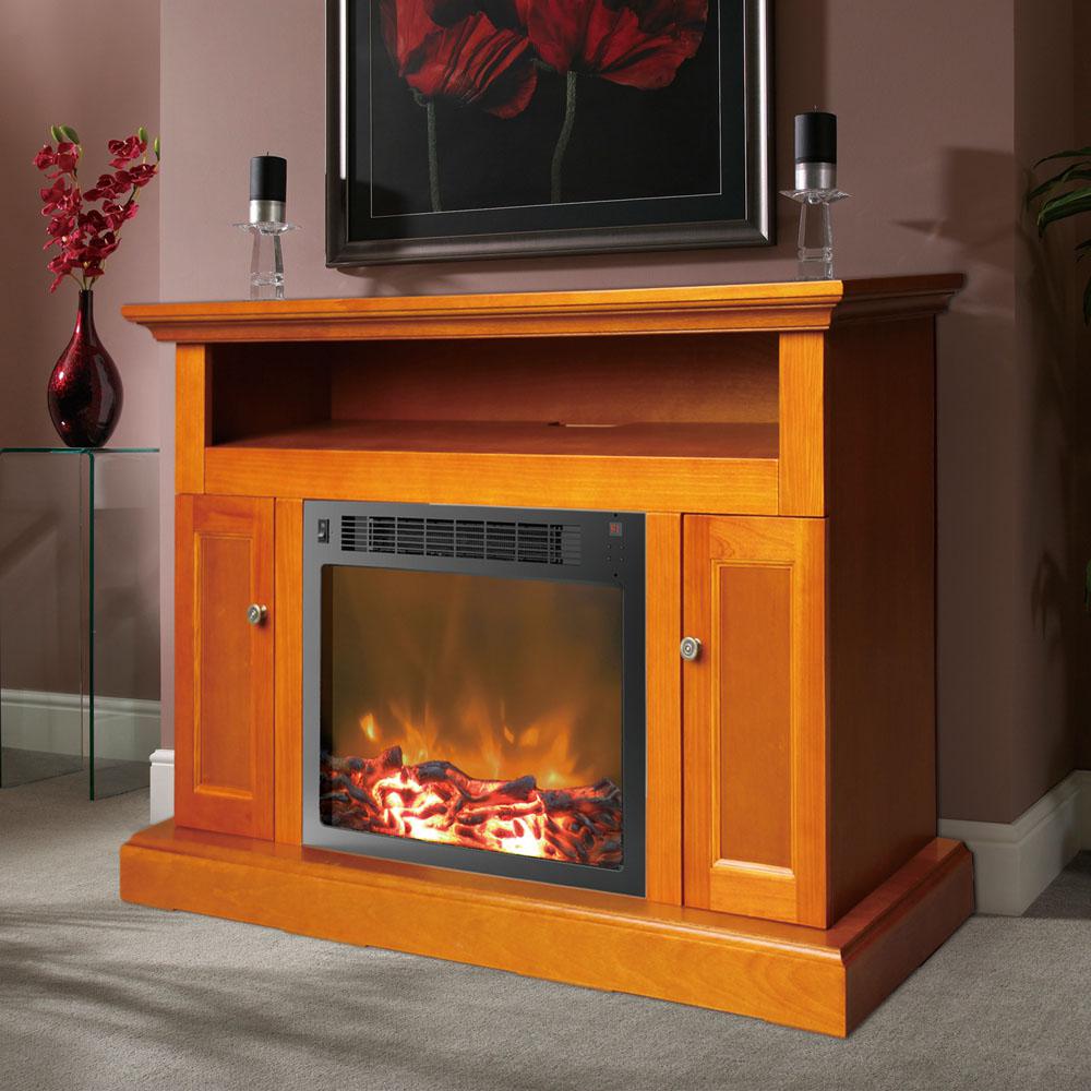 Cambridge Sorrento 47 In. Electronic Fireplace In Teak-cam5021-2tek 