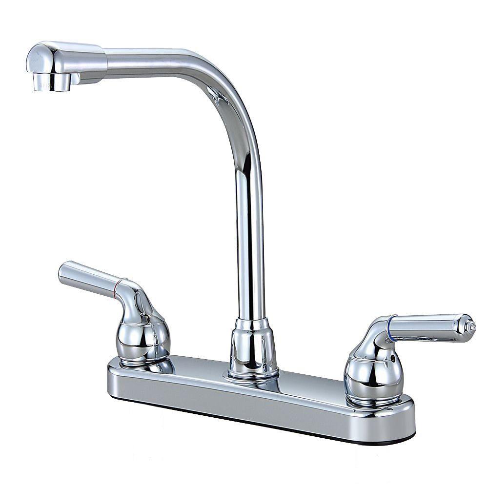 Unbranded Non Metallic 2 Handle High Arc Kitchen Faucet In Chrome Hs818a6e0cp The Home Depot