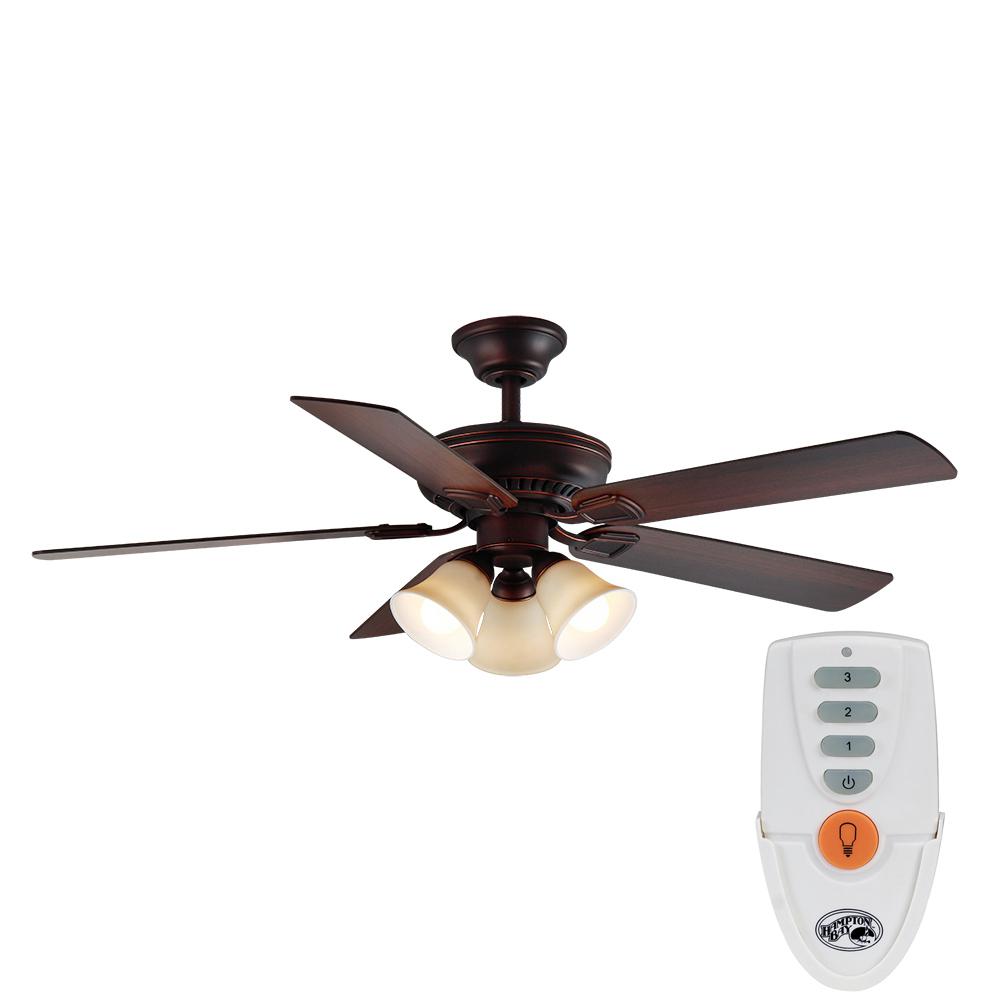 Indoor Ceiling Fans Lighting The Home Depot Led Indoor Mediterranean Bronze Ceiling Fan With Light