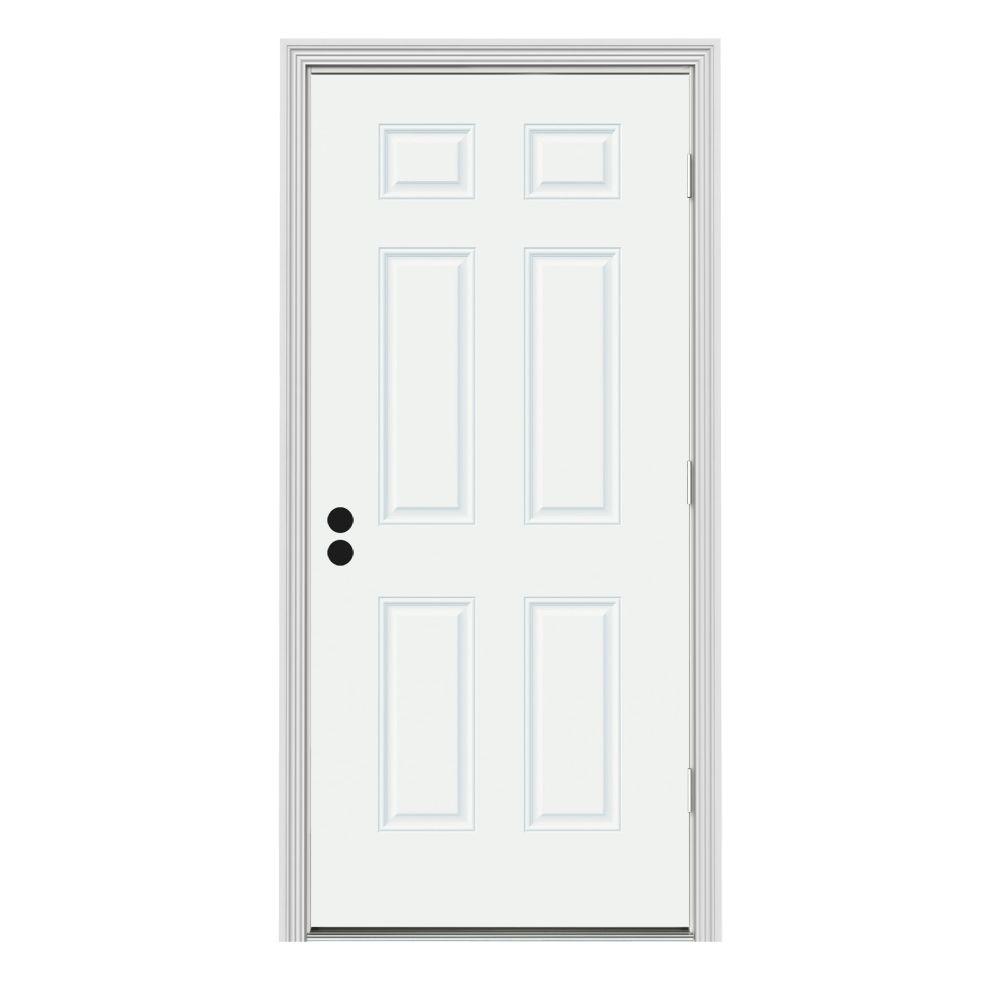 JELDWEN 34 in. x 80 in. 6Panel White Painted Steel JELDWEN 34 in. x 80 in. 6Panel White Painted Steel