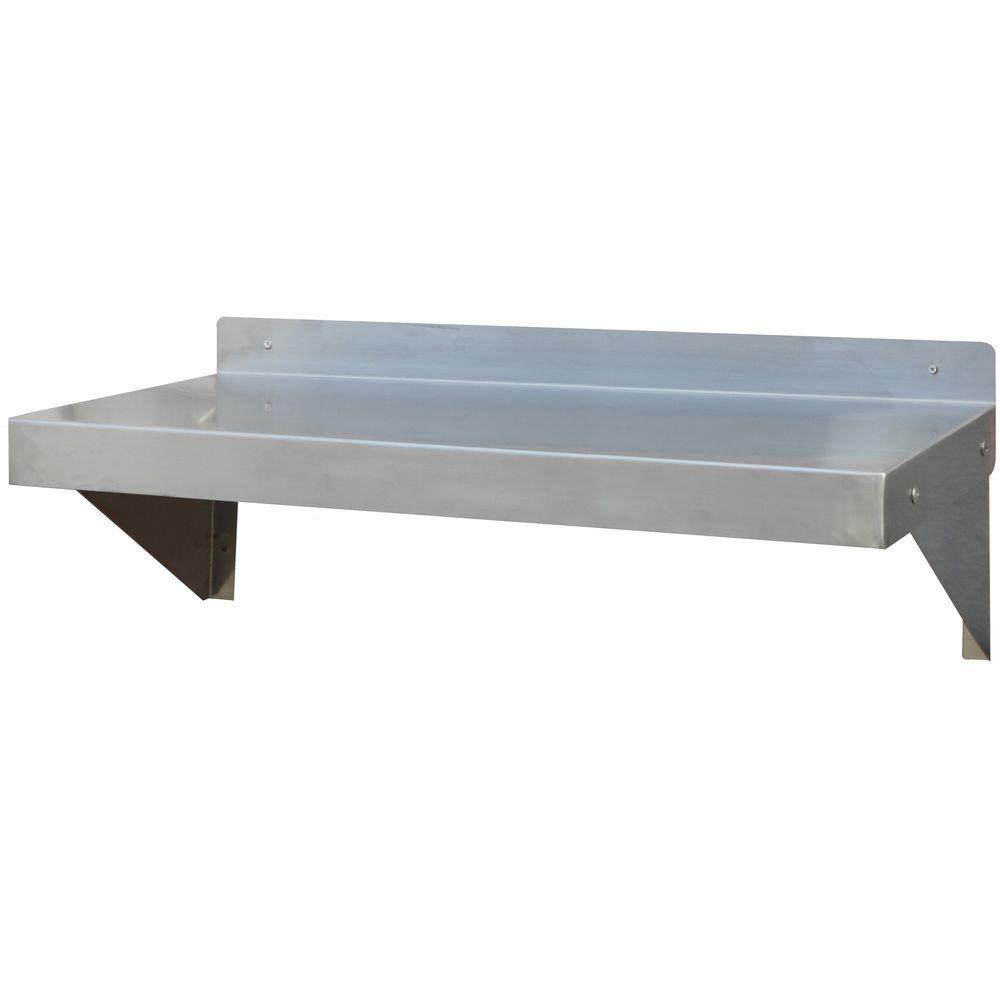 AmeriHome 36 In Stainless Steel Wall Shelf SSWSHELF36 The Home Depot   Silver Amerihome Wall Mounted Shelves Sswshelf36 64 1000 