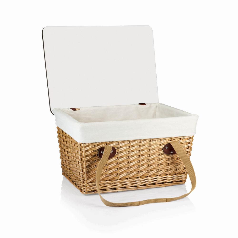 Picnic Time Canasta Grande Natural Wicker Wood Picnic Basket With Brown Lid